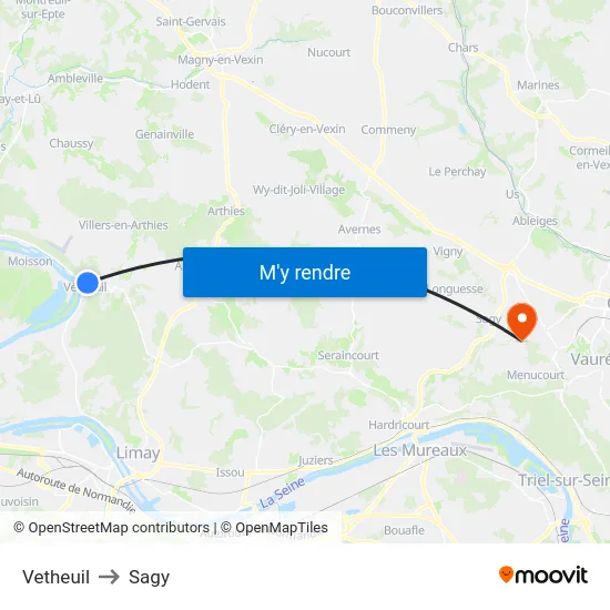 Vetheuil to Sagy map