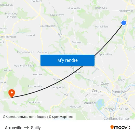 Arronville to Sailly map