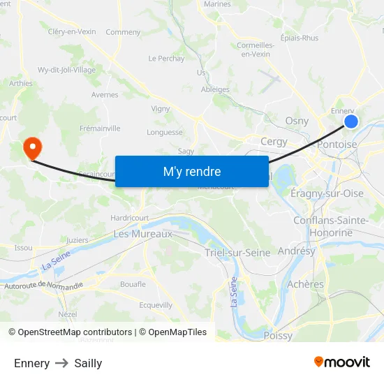 Ennery to Sailly map