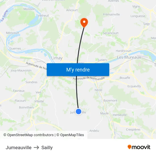 Jumeauville to Sailly map