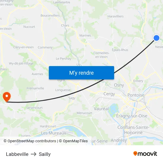 Labbeville to Sailly map