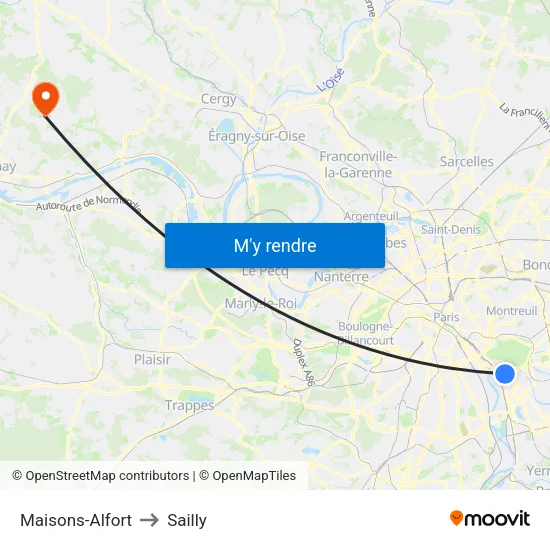 Maisons-Alfort to Sailly map