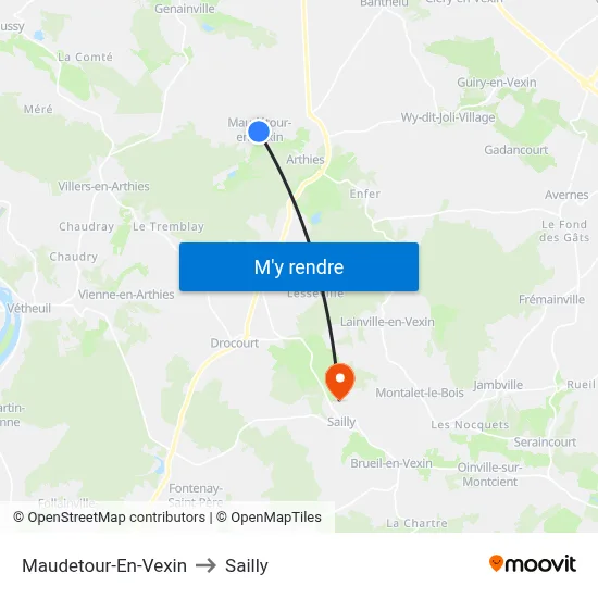Maudetour-En-Vexin to Sailly map