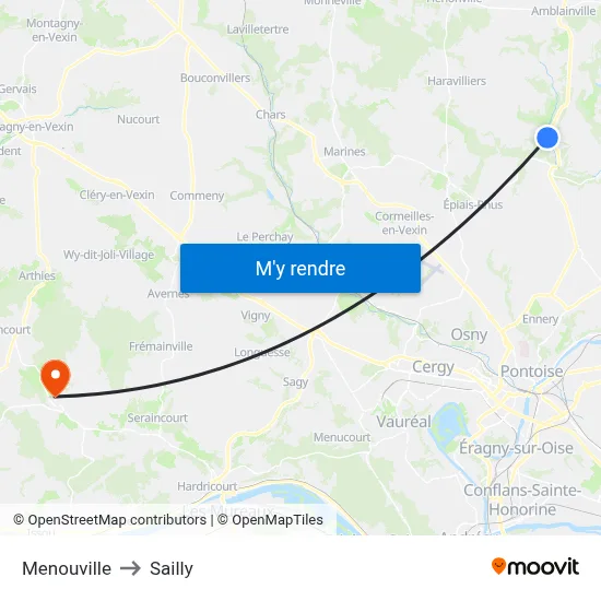 Menouville to Sailly map
