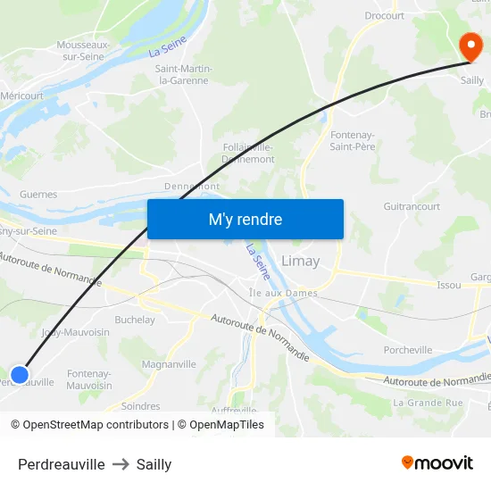 Perdreauville to Sailly map