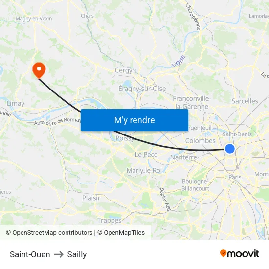 Saint-Ouen to Sailly map