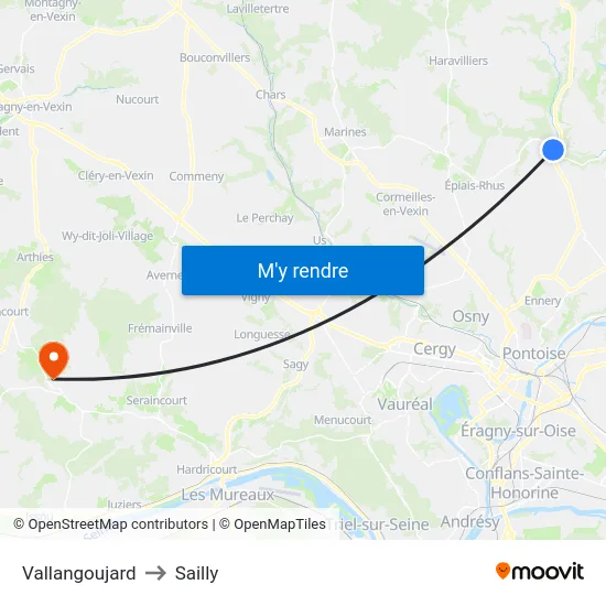 Vallangoujard to Sailly map
