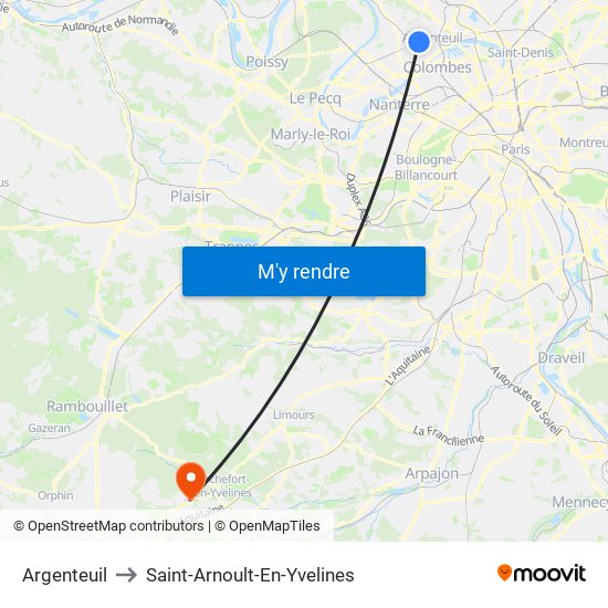 Argenteuil to Saint-Arnoult-En-Yvelines map