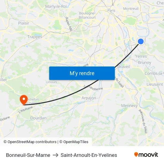 Bonneuil-Sur-Marne to Saint-Arnoult-En-Yvelines map