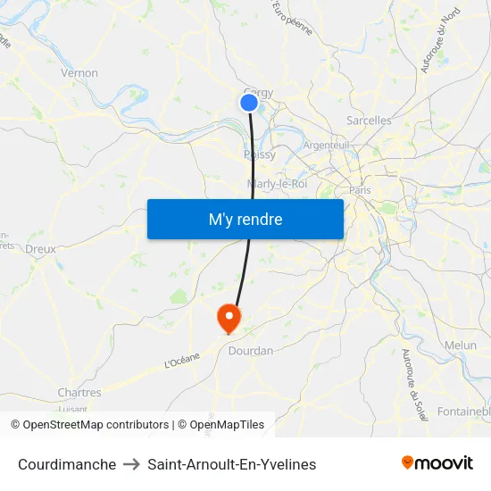 Courdimanche to Saint-Arnoult-En-Yvelines map