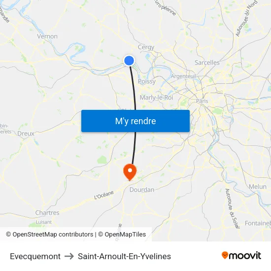 Evecquemont to Saint-Arnoult-En-Yvelines map