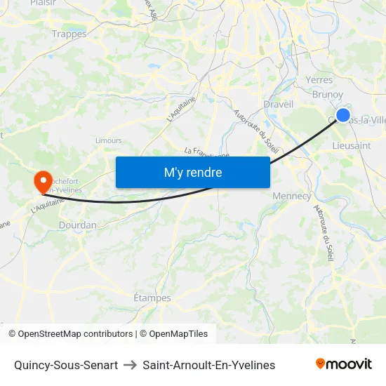 Quincy-Sous-Senart to Saint-Arnoult-En-Yvelines map