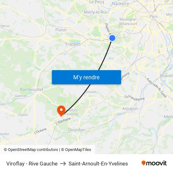 Viroflay - Rive Gauche to Saint-Arnoult-En-Yvelines map