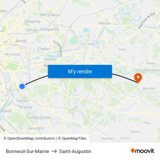 Bonneuil-Sur-Marne to Saint-Augustin map