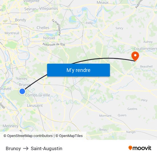Brunoy to Saint-Augustin map