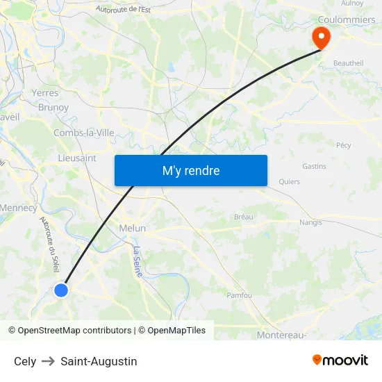 Cely to Saint-Augustin map