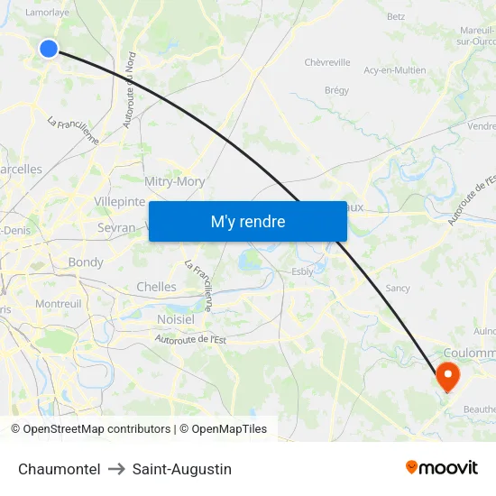 Chaumontel to Saint-Augustin map