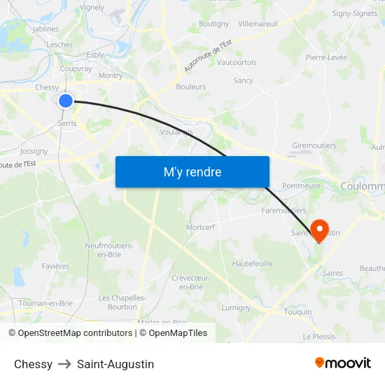 Chessy to Saint-Augustin map