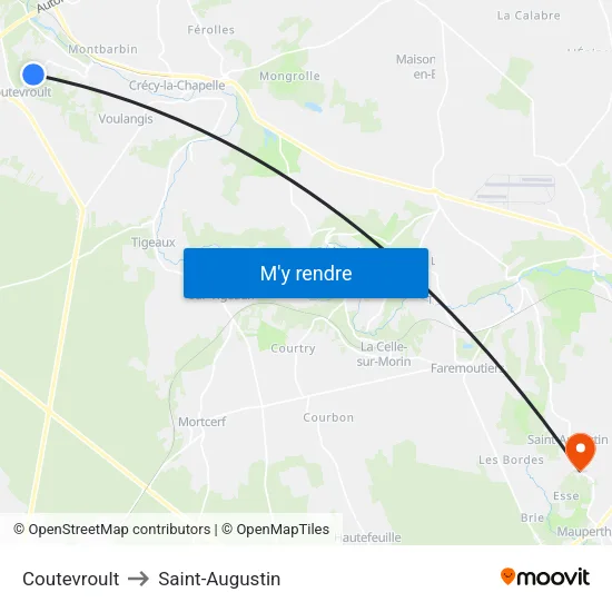Coutevroult to Saint-Augustin map