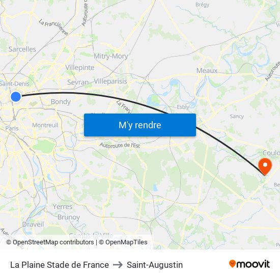 La Plaine Stade de France to Saint-Augustin map