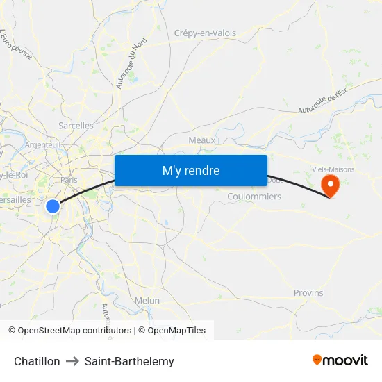 Chatillon to Saint-Barthelemy map