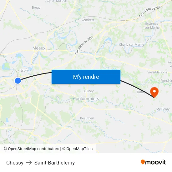 Chessy to Saint-Barthelemy map