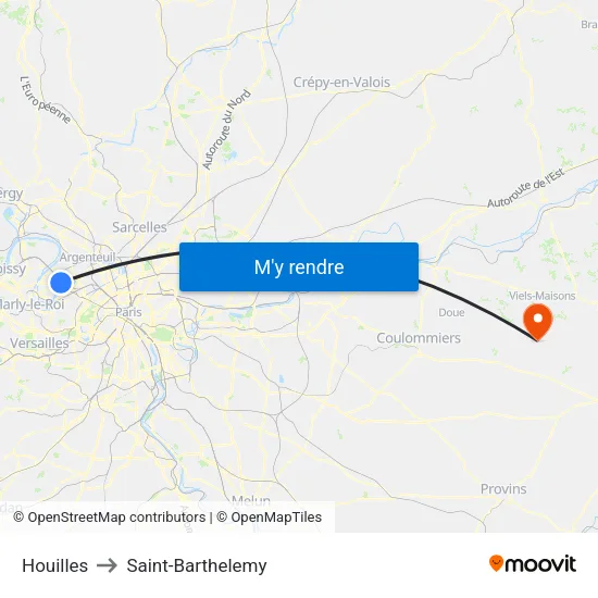 Houilles to Saint-Barthelemy map
