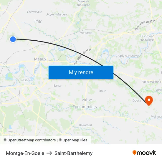 Montge-En-Goele to Saint-Barthelemy map