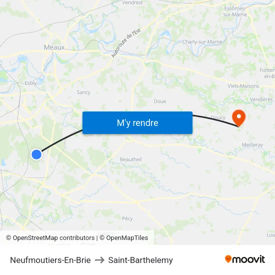 Neufmoutiers-En-Brie to Saint-Barthelemy map