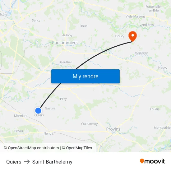 Quiers to Saint-Barthelemy map