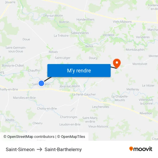 Saint-Simeon to Saint-Barthelemy map