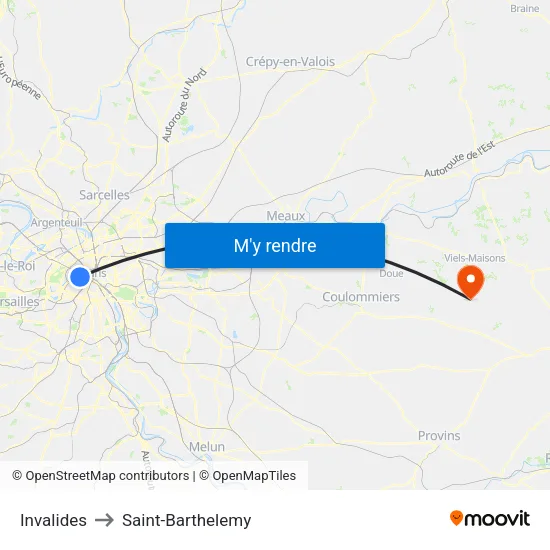 Invalides to Saint-Barthelemy map