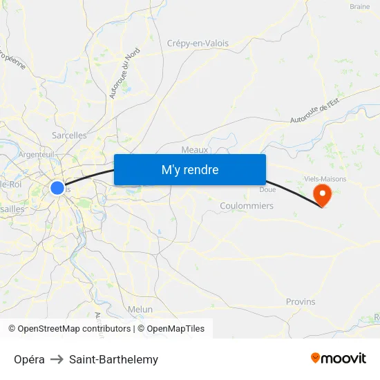 Opéra to Saint-Barthelemy map