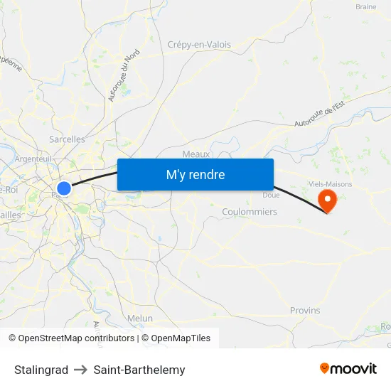 Stalingrad to Saint-Barthelemy map