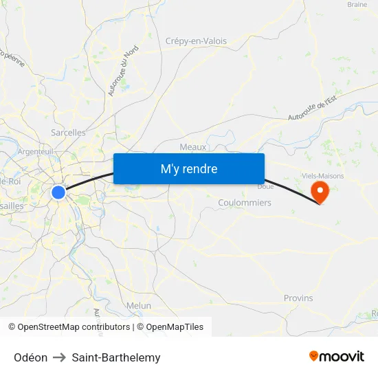 Odéon to Saint-Barthelemy map