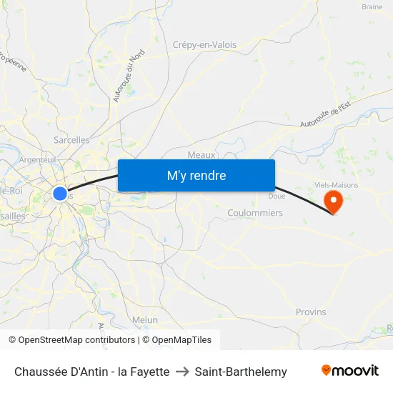 Chaussée D'Antin - la Fayette to Saint-Barthelemy map