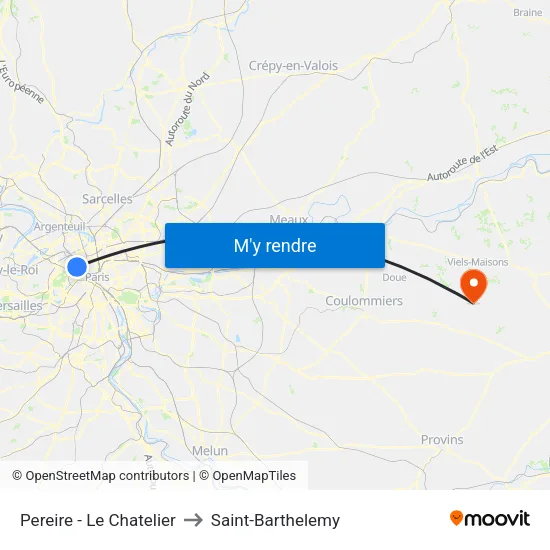 Pereire - Le Chatelier to Saint-Barthelemy map
