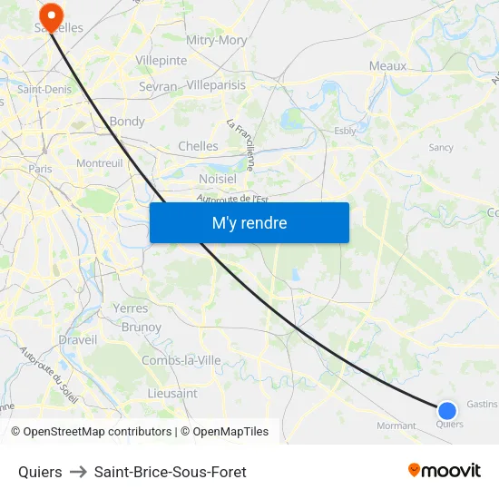 Quiers to Saint-Brice-Sous-Foret map