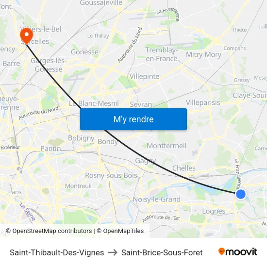 Saint-Thibault-Des-Vignes to Saint-Brice-Sous-Foret map