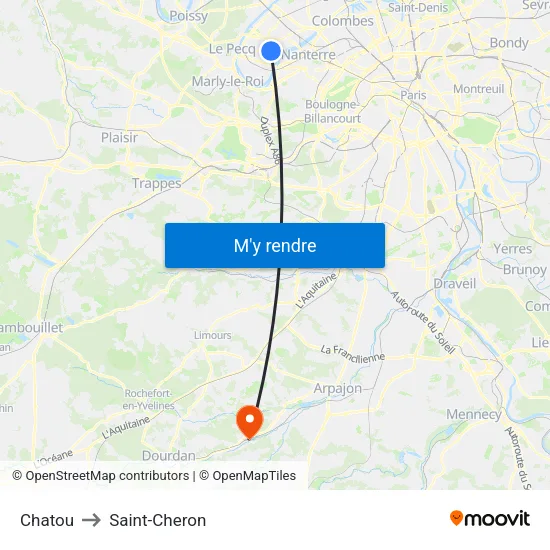 Chatou to Saint-Cheron map