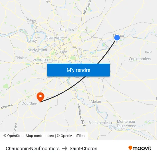Chauconin-Neufmontiers to Saint-Cheron map