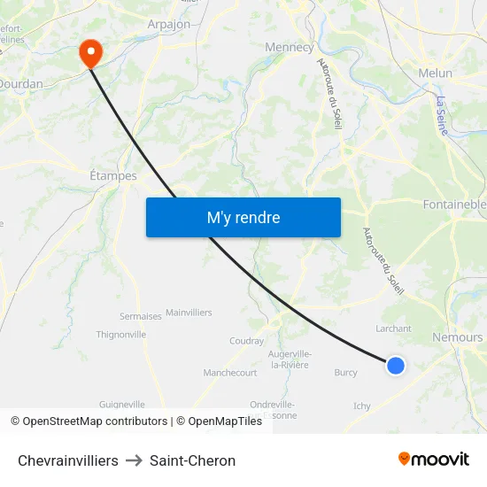 Chevrainvilliers to Saint-Cheron map
