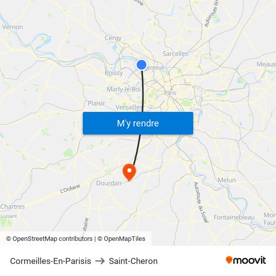 Cormeilles-En-Parisis to Saint-Cheron map