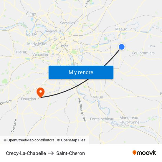 Crecy-La-Chapelle to Saint-Cheron map