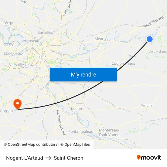 Nogent-L'Artaud to Saint-Cheron map