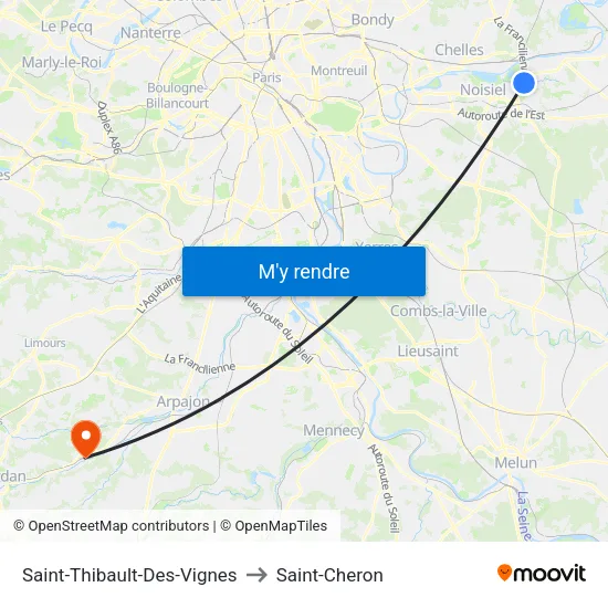 Saint-Thibault-Des-Vignes to Saint-Cheron map