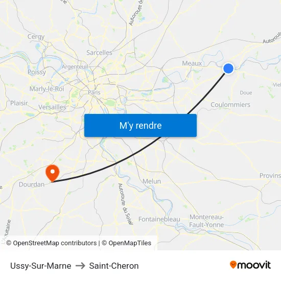 Ussy-Sur-Marne to Saint-Cheron map