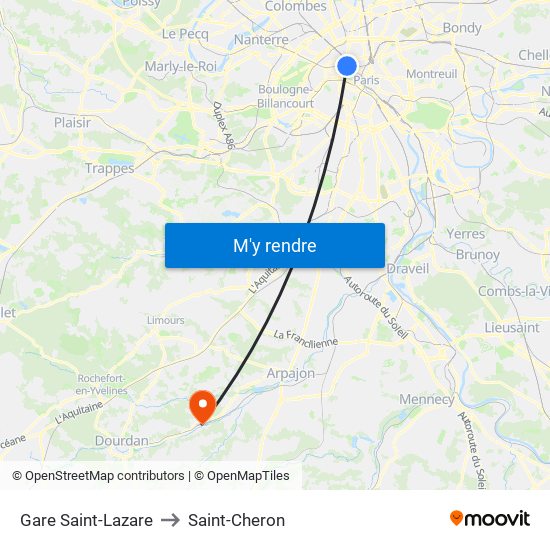 Gare Saint-Lazare to Saint-Cheron map