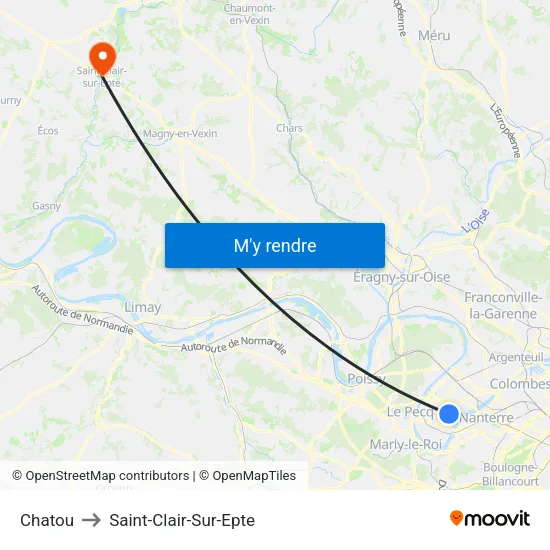 Chatou to Saint-Clair-Sur-Epte map