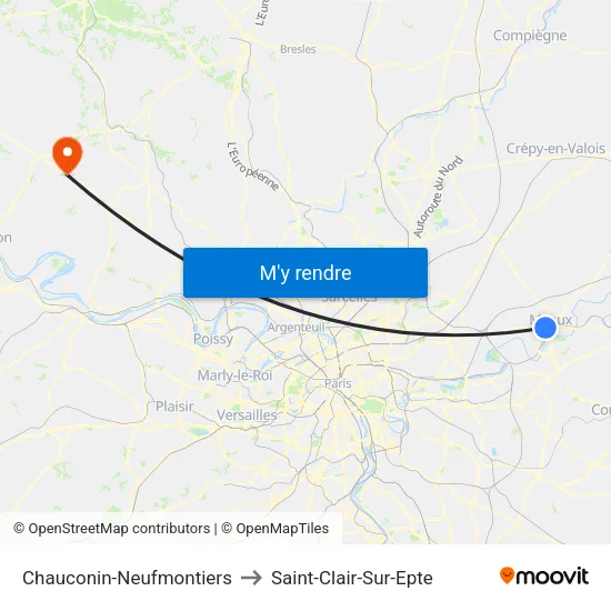 Chauconin-Neufmontiers to Saint-Clair-Sur-Epte map